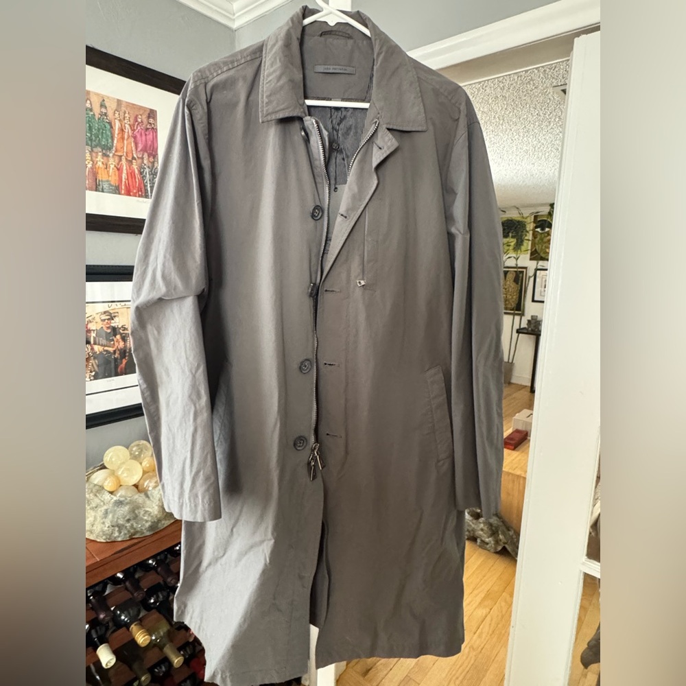 Jon Varvatos men’s grey long jacket. Mint. Never worn with tags.